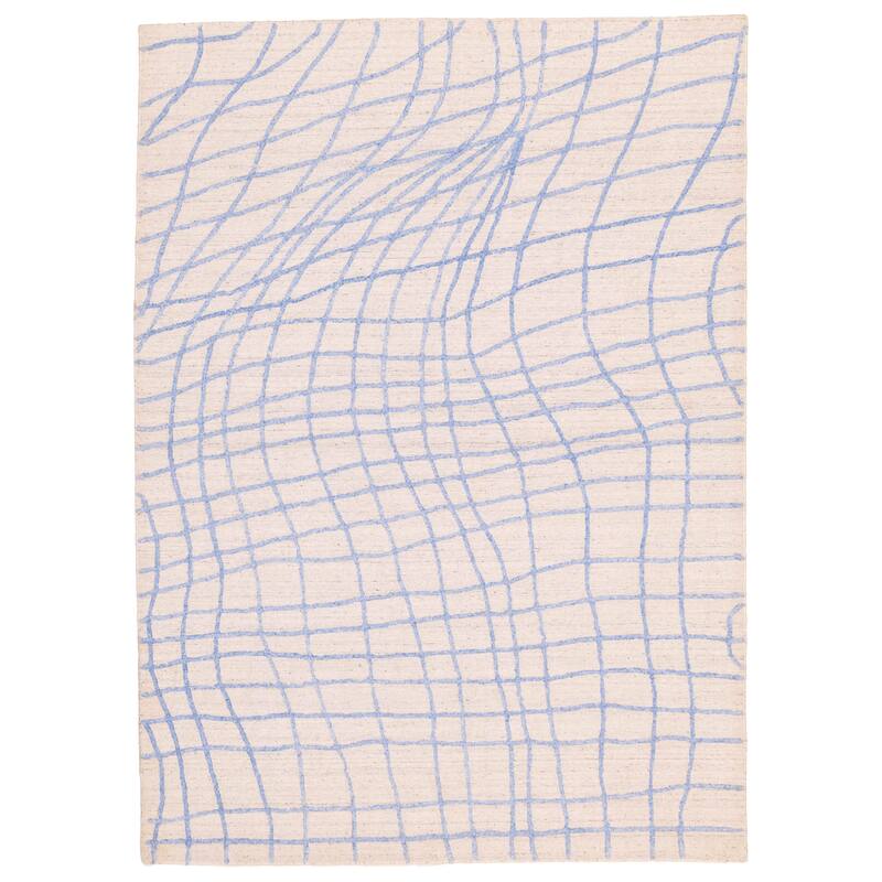 ECARPETGALLERY Hand Loomed Loreto Ivory Silk, Wool Rug - 5'4 x 7'7