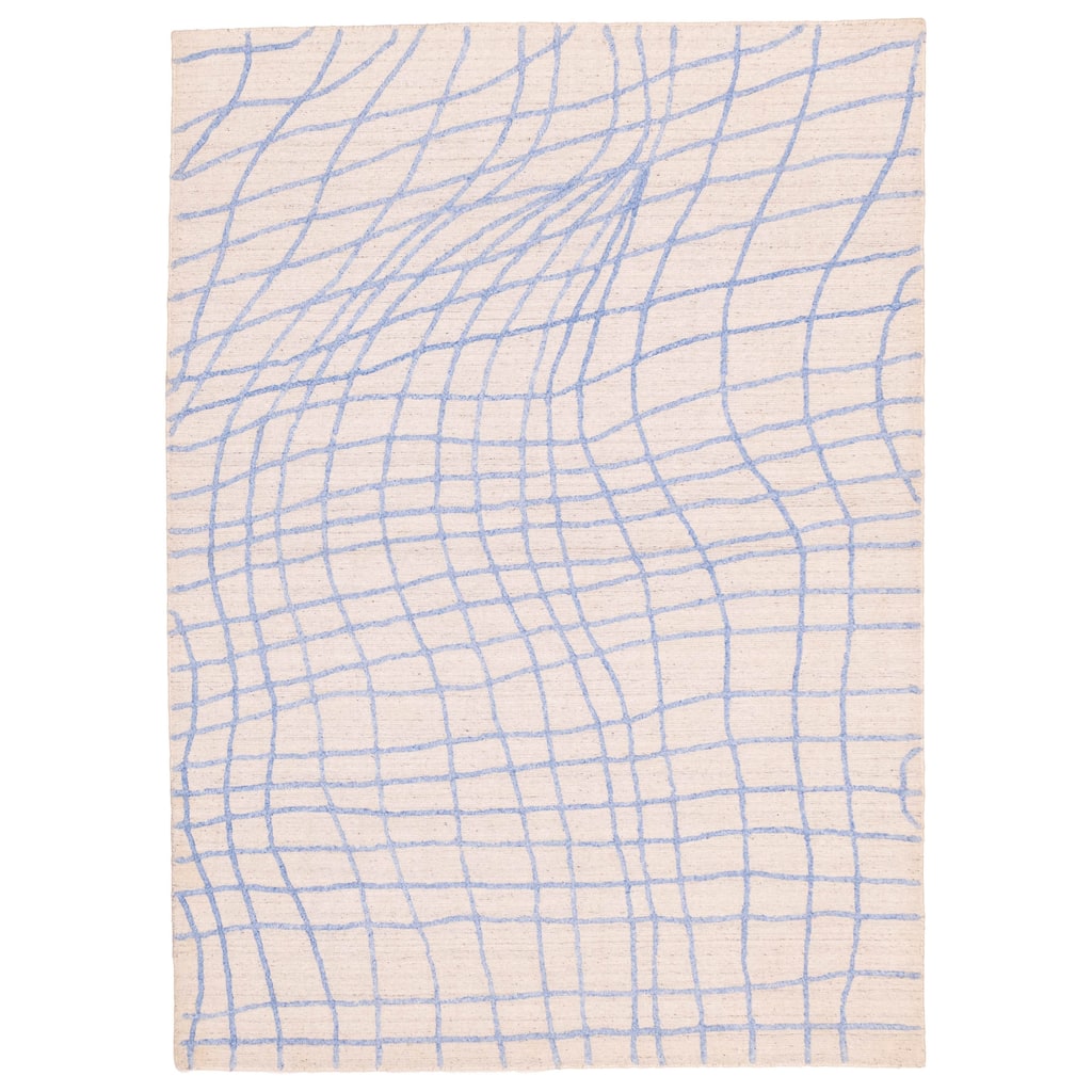 ECARPETGALLERY Hand Loomed Loreto Ivory Silk, Wool Rug - 5'4 x 7'7