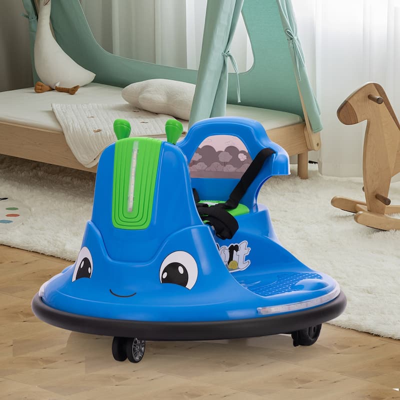 12V Snail-Shaped Kids Electric Bumper Car with Remote Control, Ride On Car with LED Lights,360 Degree Rotate, Toddler Race Toys