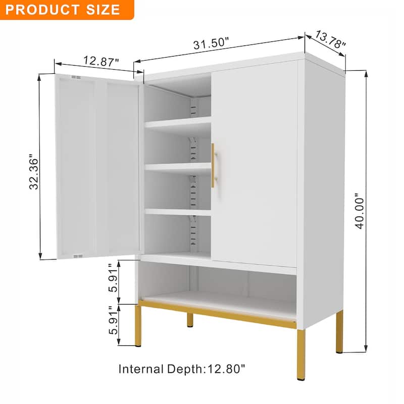 40 Inch Tall Metal Shoe Cabinet with 2 Doors, 7 Tier Narrow Shoe Storage Organizer for Entryway and Closet