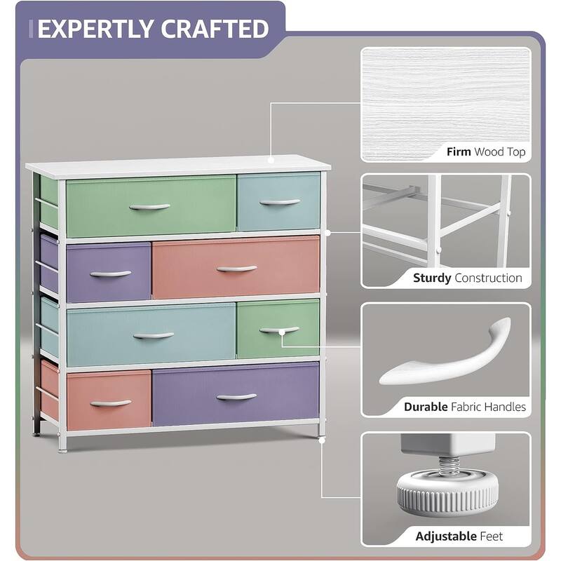 Dresser w/ 8 Drawers Furniture Storage & Night Stand Table for Bedroom
