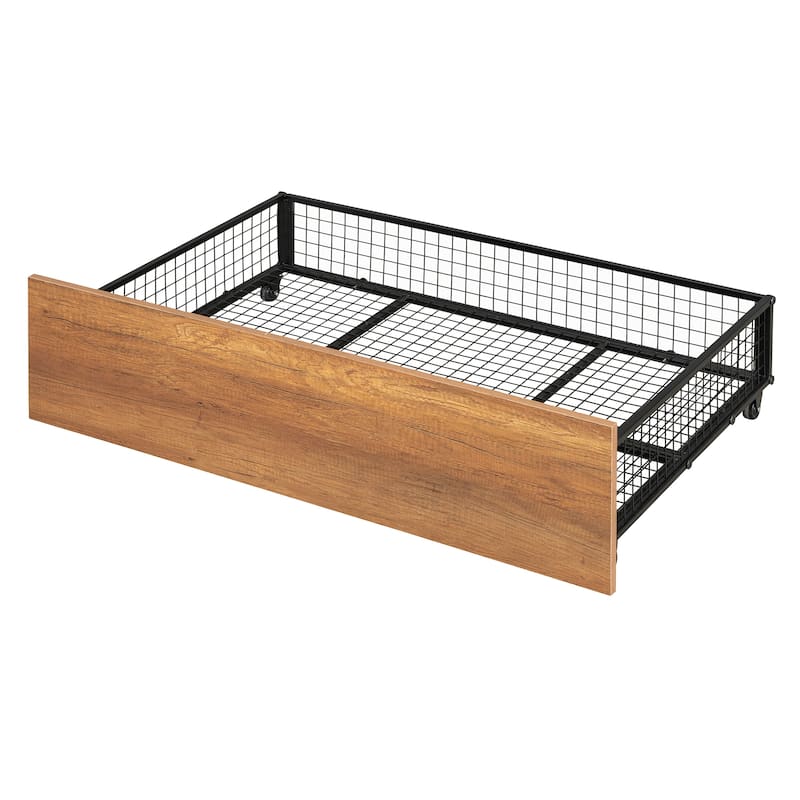 Twin over Full Metal Bunk Bed with Storage Ladder
