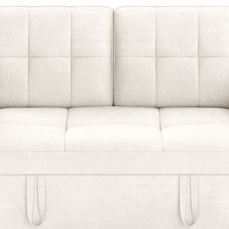 3-in-1 Multi-Functional Sleeper Sofa with Iron Frame Pull-Out Bed Loveseat and USB Port for Living Room or Small Space