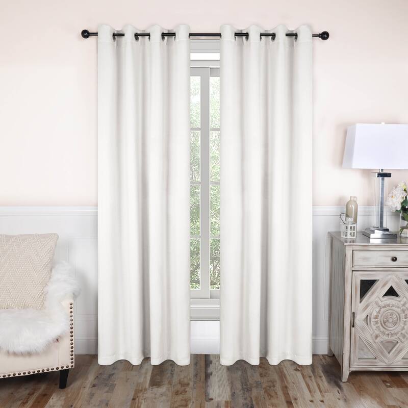 Modern Solid Room Darkening Blackout Curtains, Rod Pocket, Set of 2 - 2PC- 52" X 96" - Snow White