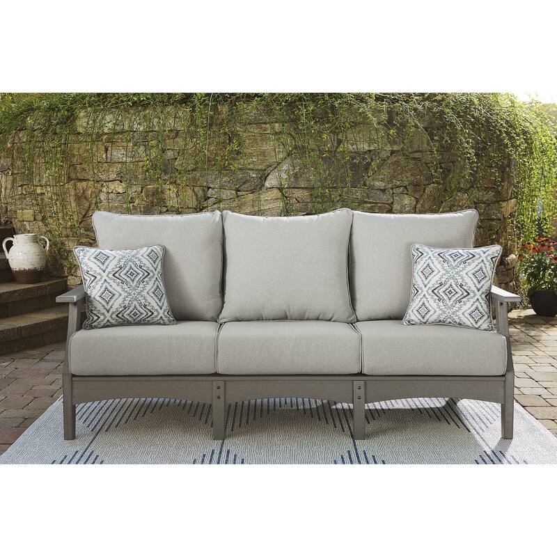 Signature Design by Ashley Visola Gray 2-Piece Outdoor Seating Package - 80"W x 33"D x 37"H