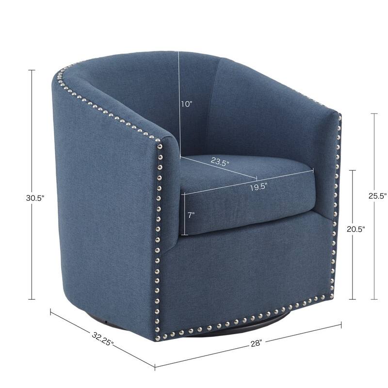 Swivel Barrel Chair With Rivet Detailing and Rotation