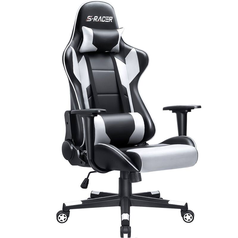 Homall Ergonomic Faux Leather Adjustable Swivel Office Gaming Chair - White