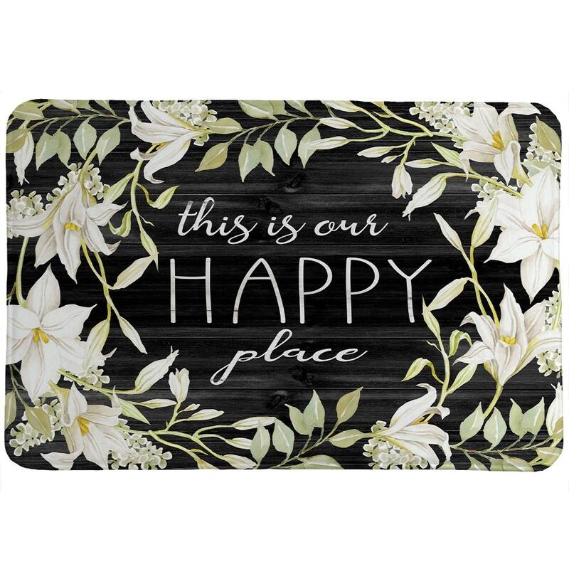 Farmhouse Florals Happy Memory Foam Rug - 21x34 - Black