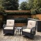 preview thumbnail 1 of 18, 3 Pieces Outdoor Wicker Swivel Rocker Set with Glass Top Side Table