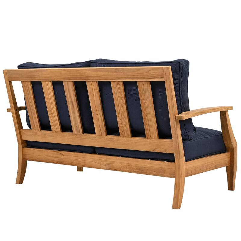 SAFAVIEH Couture Martinique Wood Patio Loveseat - 56"W x 35"D x 32"H