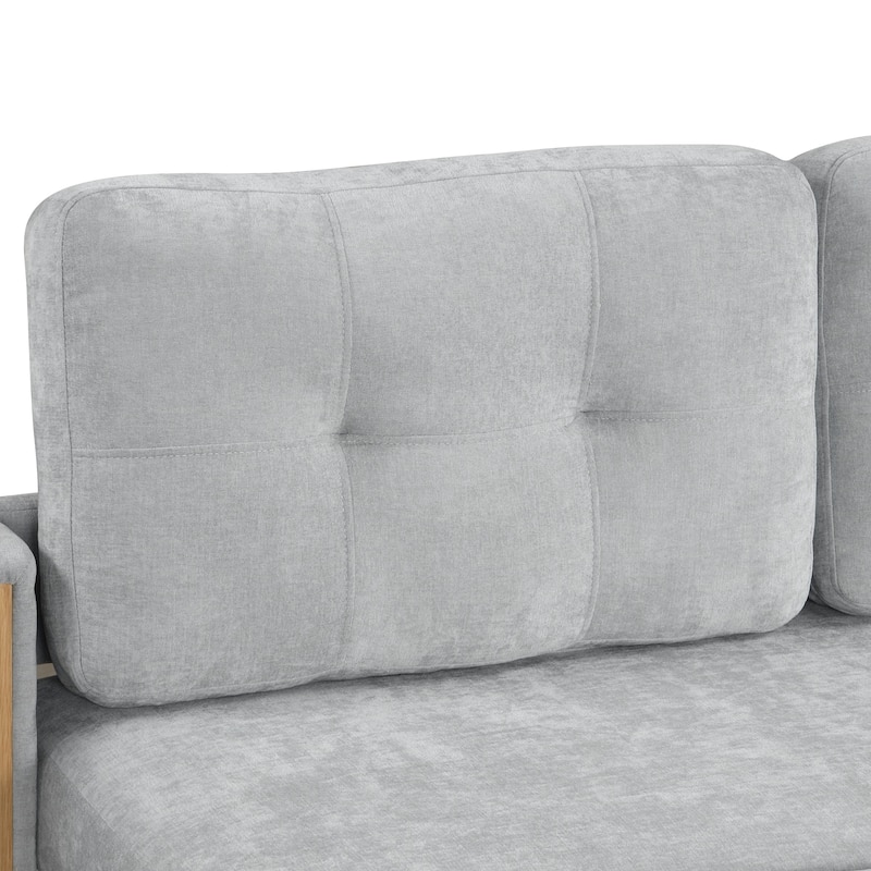 121.2" Chenille Modular Sofa Bed with Two Storage Racks, Free-Combined Design, and Smooth-Rolling Wheels