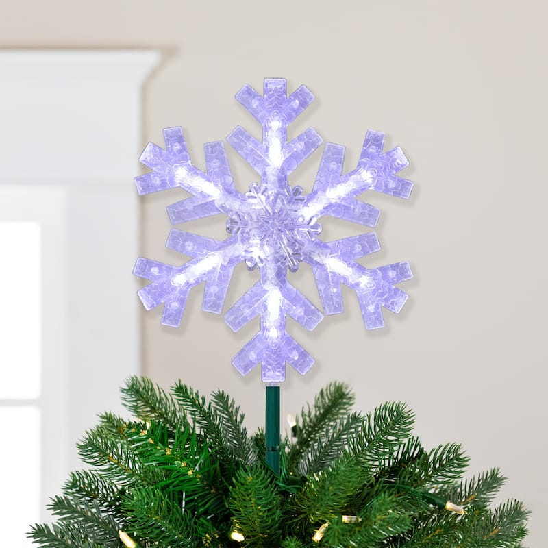 14.75" LED Clip-On Snowflake Christmas Tree Topper, White Lights