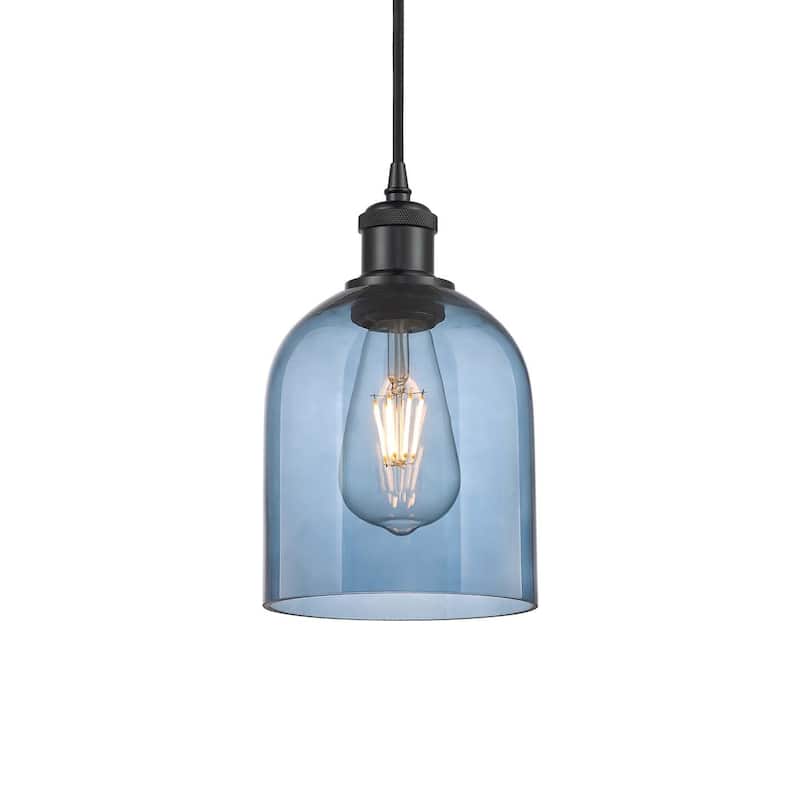 Innovations Lighting 516-1P-10-6 Bella Pendant Bella 6" Wide Mini - Matte Black / Princess Blue