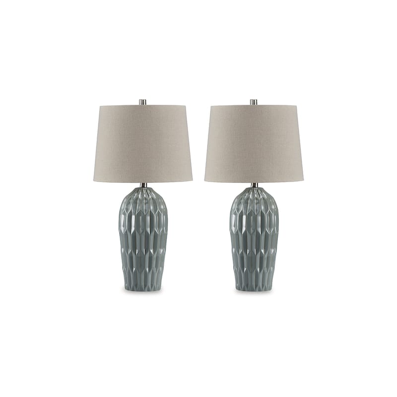 Signature Design by Ashley Hadbury Blue Table Lamp (Set of 2) - 14" W x 14" D x 26.75" H