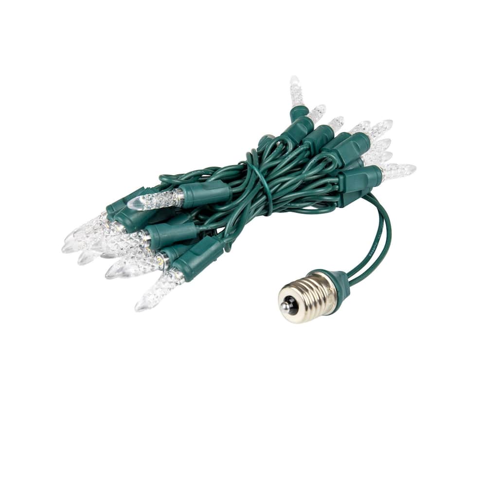 Novelty Lights LED C9 Icicle Drop, Cascading Mini Lights on Green Wire, 2.5" Spacing, E17 Base