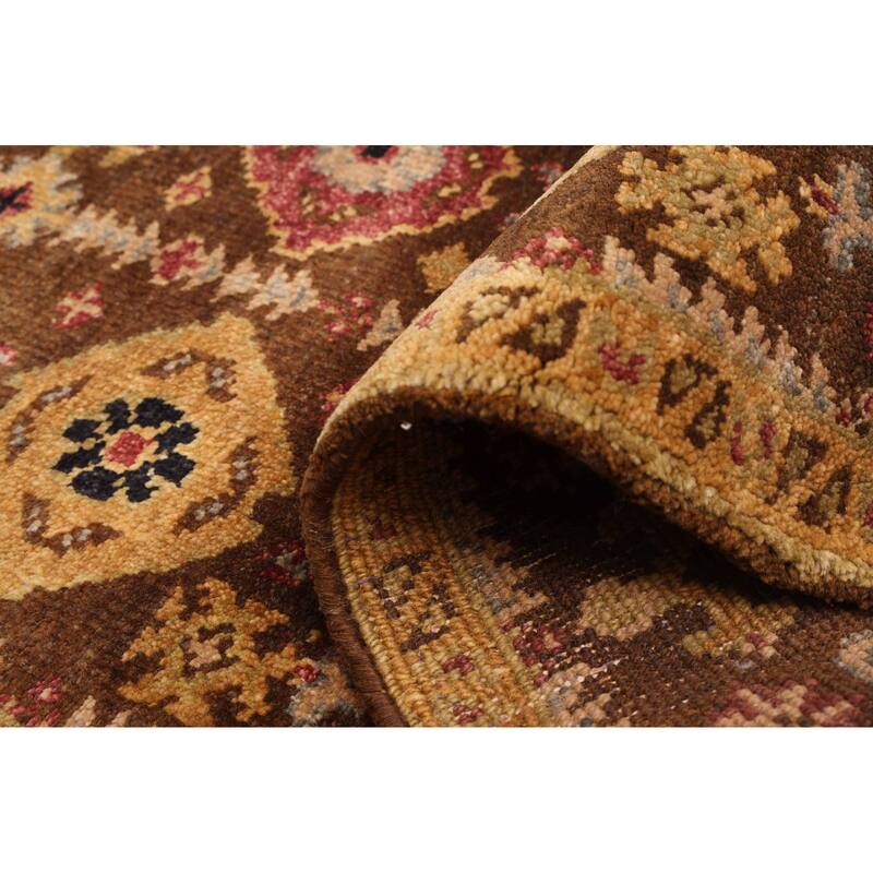 ECARPETGALLERY Hand-knotted Finest Agra Jaipur Dark Brown Wool Rug - 2'6 x 8'0