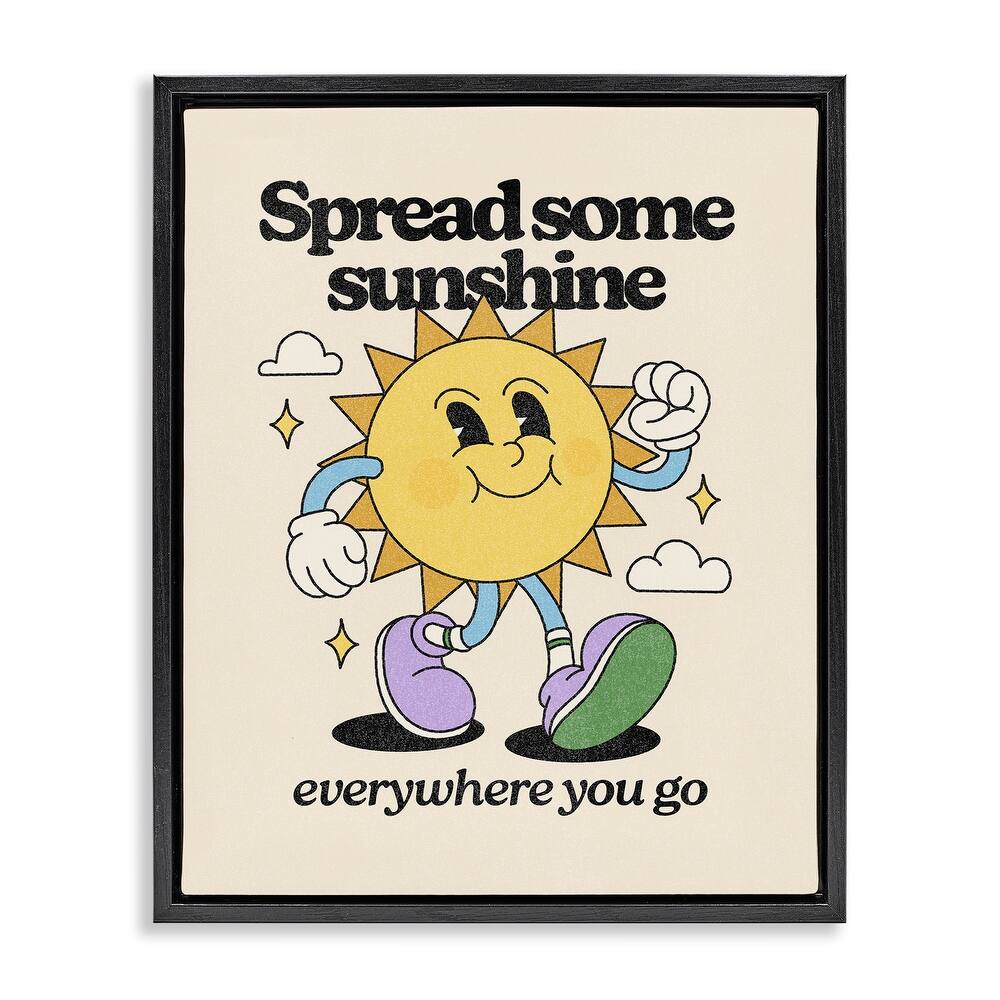 Stupell Retro Spread Some Sunshine Framed Floater Canvas Wall Art Design By Victoria Barnes