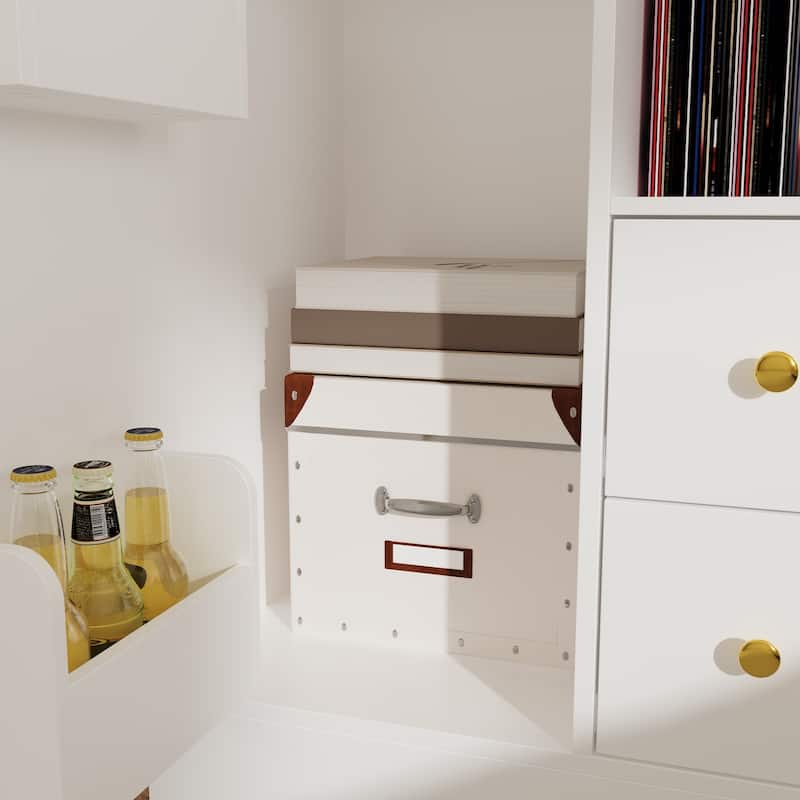Bedroom Storage Cabinet,Sideboard Buffet Table,4 Drawers & Door for Organizing & Displaying,White