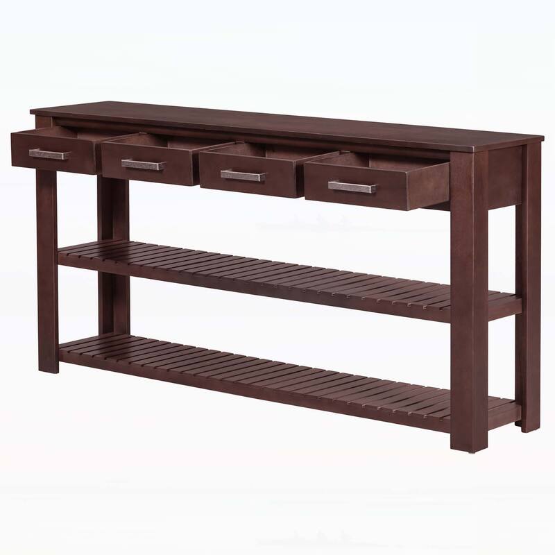 Stylish Entryway Console Table with Four Drawers and Two Shelves