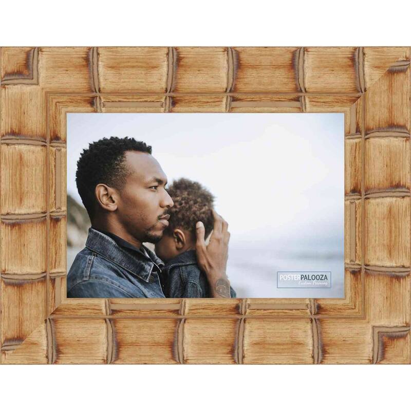 10x16 Natural Wide Bamboo Picture Frame - UV Acrylic, Foam Board Backing, Hanging Hardware