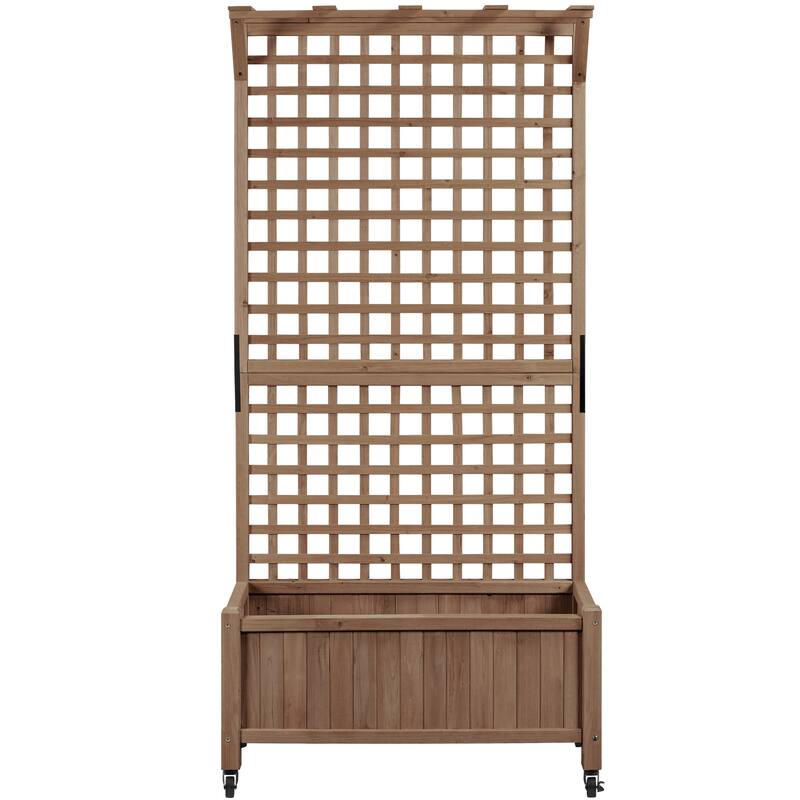 Yaheetech 72"H Wood Planter Raised Bed with Trellis Free Standing Planter Box for Garden Yard - Dark Brown