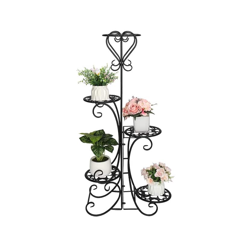 Metal Plant Shelf Stand 5 Tier Shelves Indoor Outdoor