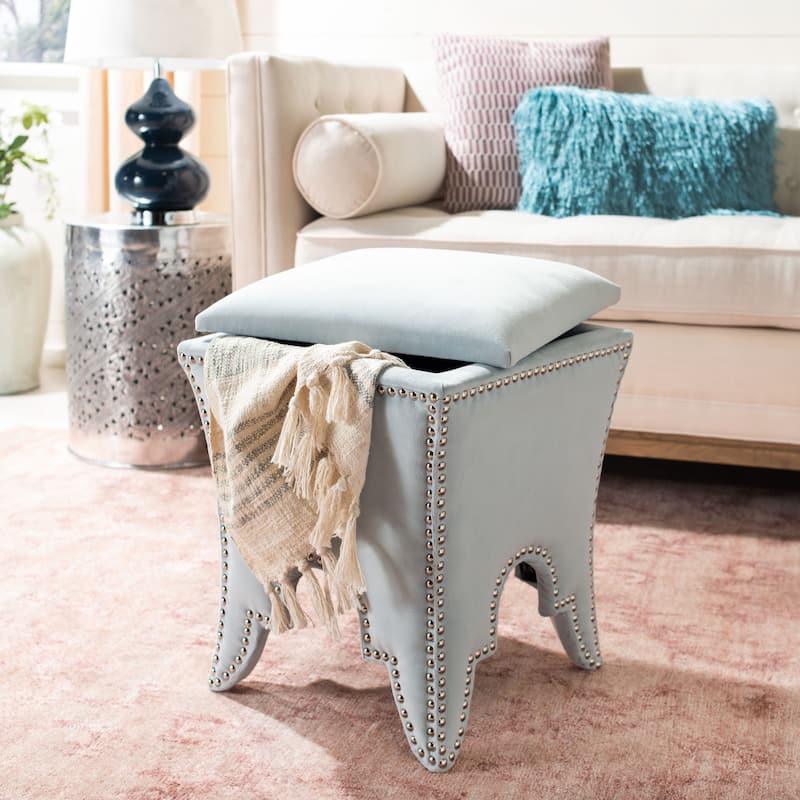 SAFAVIEH Lynsey Storage Ottoman - Light Blue