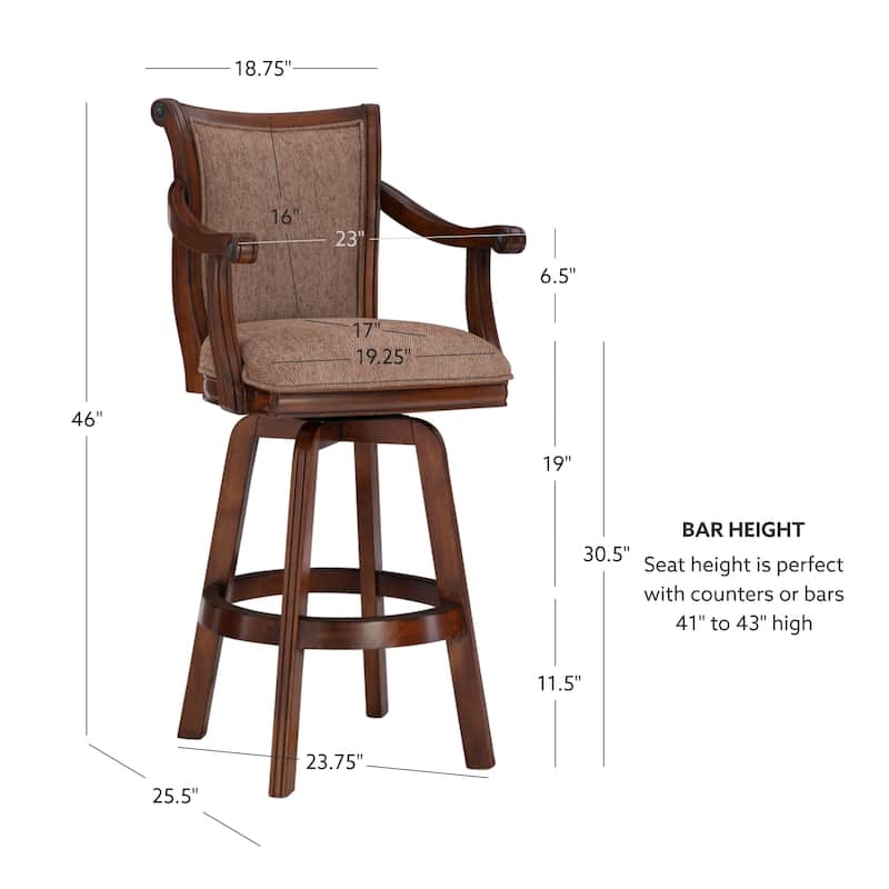 Bordeaux Warm Cherry Swivel 30-inch Bar Stool