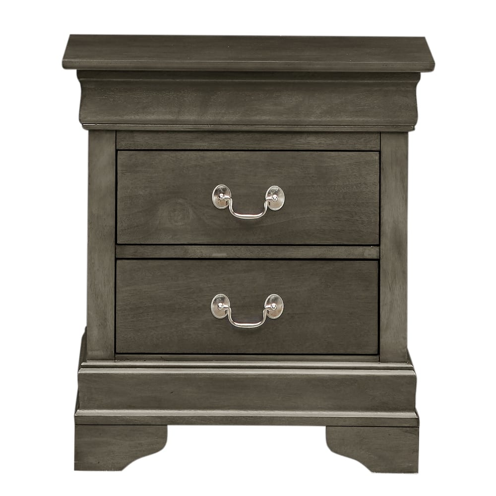 Traditional 22-in Metal Hand Holder 2-Drawer Wood Nightstand
