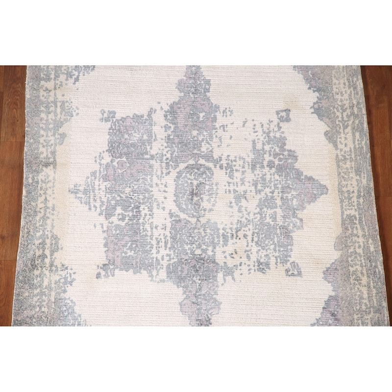 Abstract Oriental Accent Rug Wool Carpet - 4'0"x 5'7"