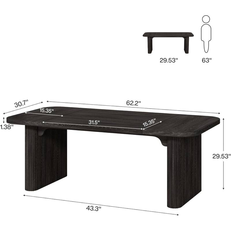 62-Inch Wood Rectangular Executive Desk Large Modern Conference Table for Home Office Boardroom