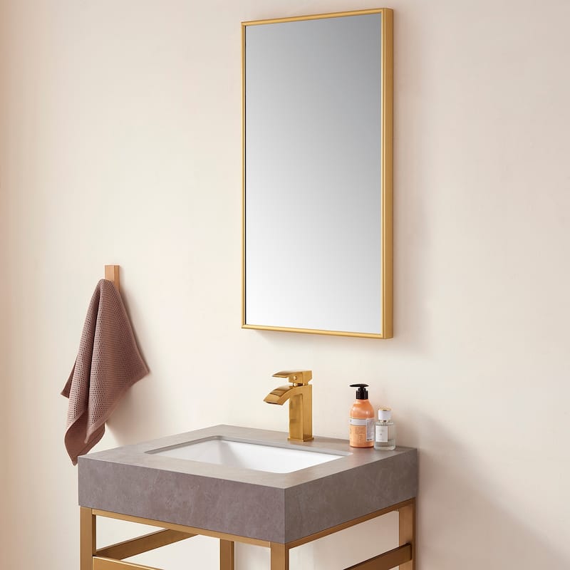 Viella 18" Bathroom Vanity Aluminum Framed Wall Mirror in Gold