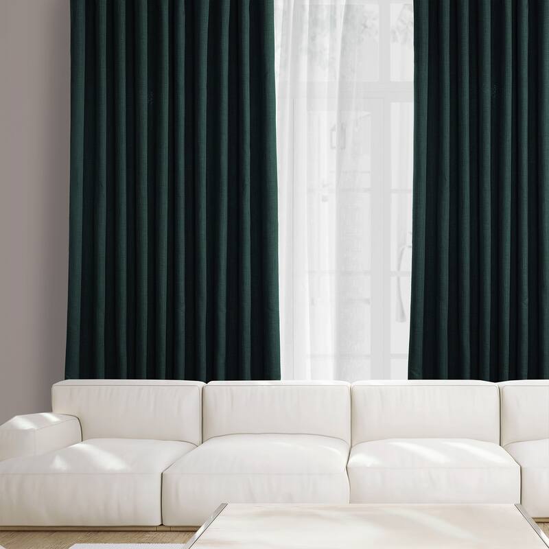 Exclusive Fabrics Faux Linen Extra Wide Room Darkening Curtain Panel