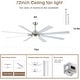 preview thumbnail 5 of 11, Kviflon 72 Inches 8 Blades Ceiling Fan with Light for indoor or Outdoor Patio Garage Large Living Room - 72 Inches
