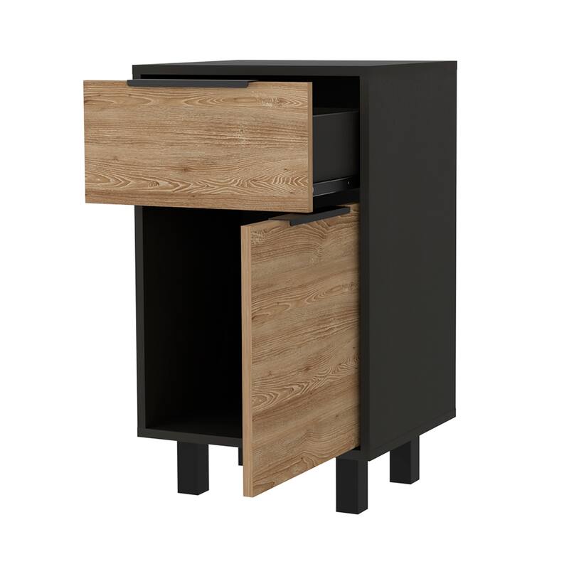 TUHOME Kaia Z Nightstand with 1 Drawer and 1 Cabinet