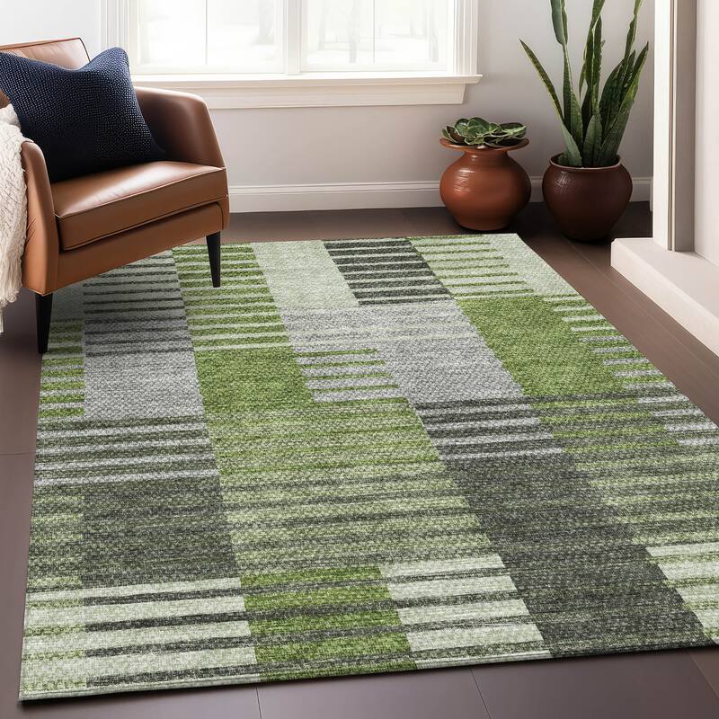 Premium Washable Super Soft Geo Stripe Mayfield Rug