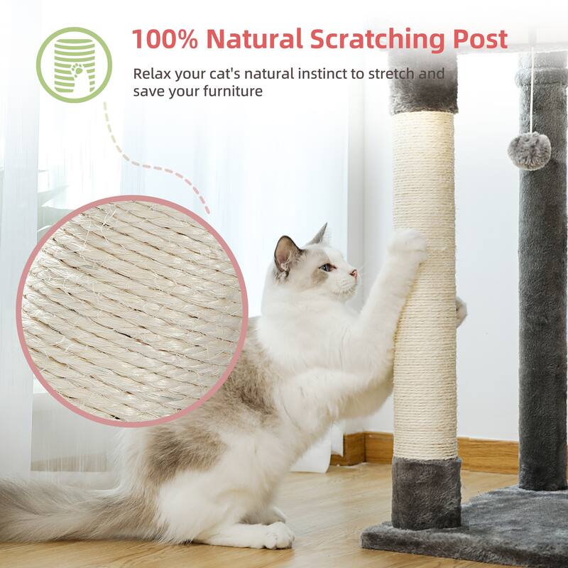 Height Adjustable Cat Tree with Scratching Posts, Cozy Condo, Perches & Hammoc
