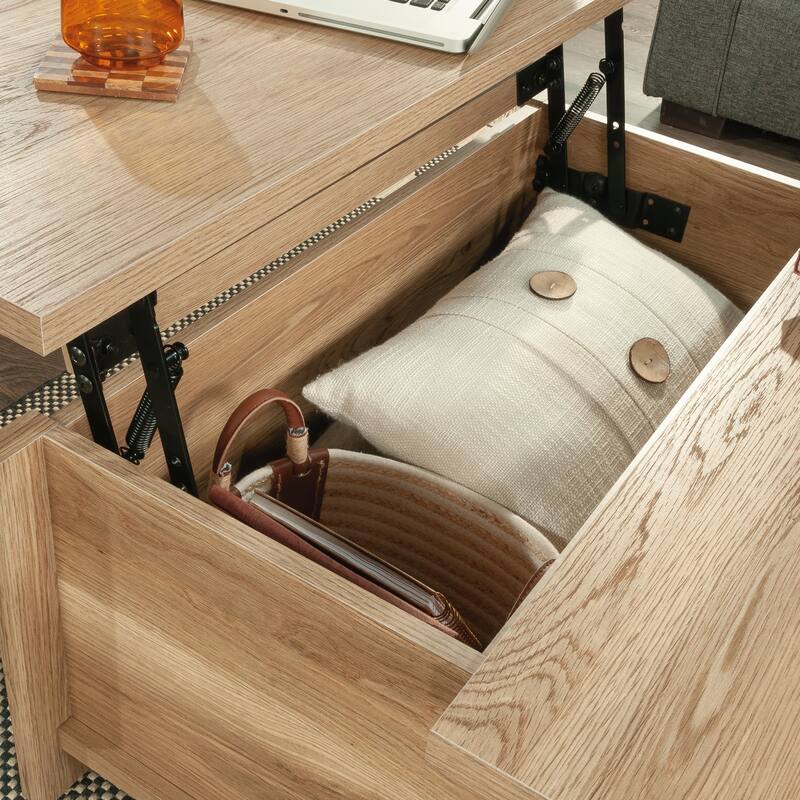 Lift-top Coffee Table, Brown finish,Accommodates TVs up to 60 inches