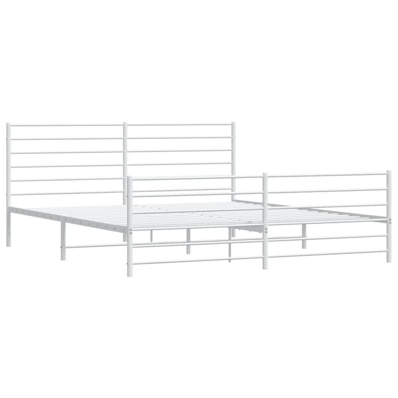 vidaXL Metal Bed Frame with Headboard, No Mattress