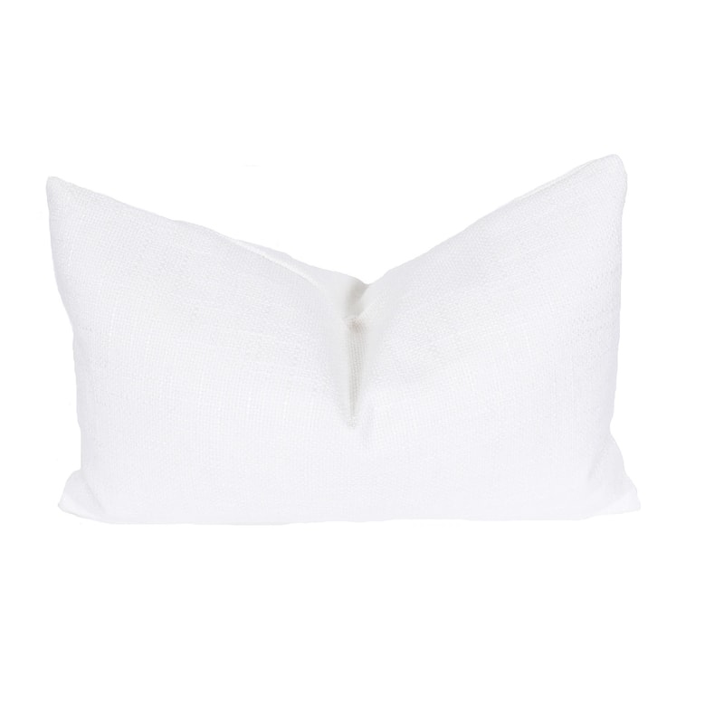 HomeRoots 13" X 21" White Polyester Zippered Pillow