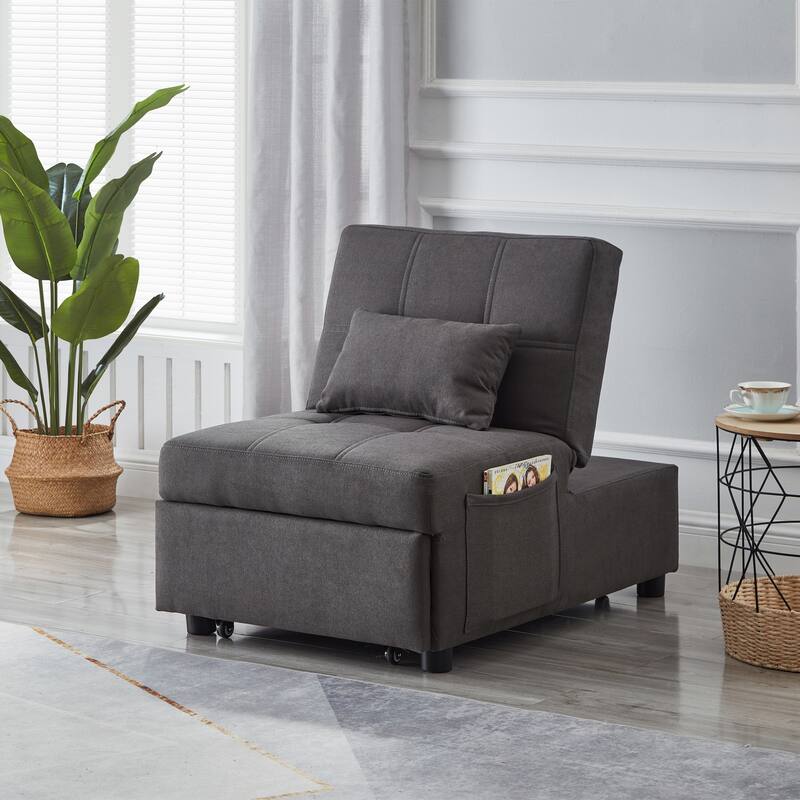 Roomfitters Modern "Recliner Chair Bed" for Living Room and Bedroom, Linen Fabric, Comfortable and Stylish