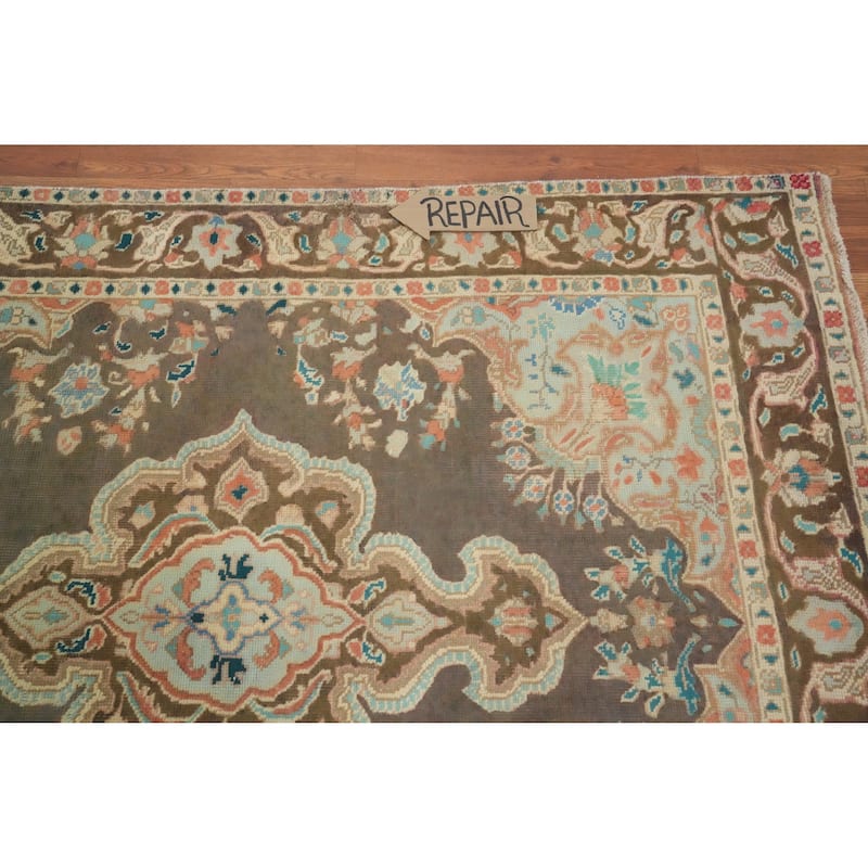 Hand Knotted Oriental 100% Wool Carpet Traditional Floral Brown Tabriz Area Rug - 6' 2'' X 4' 5''