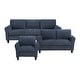 preview thumbnail 19 of 49, Fremont & Park Diboli Chenille 3-Piece Living Room Set - Wood Finish Exposed Feet Blue