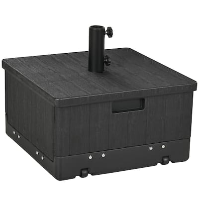 3-in-1 Outdoor Umbrella Base, Coffee End Table, Flower Box Planter, 175lbs Capacity Patio Umbrella Stand Table with Wheels