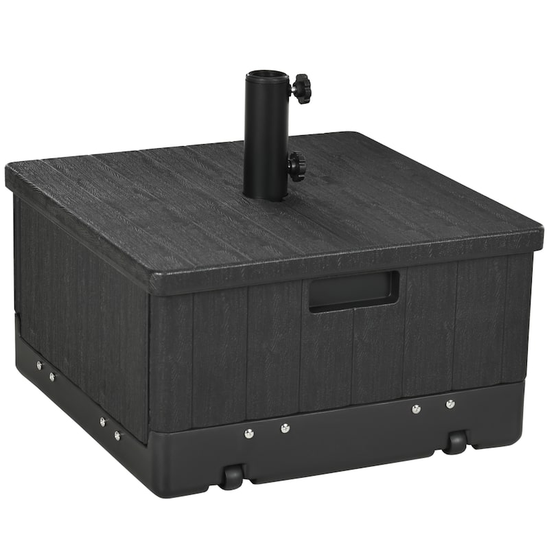 3-in-1 Outdoor Umbrella Base with Wheels, Coffee Table, and Flower Planter, 175lbs Capacity - Black