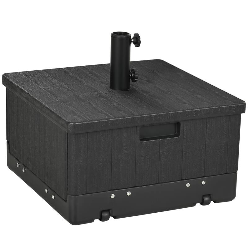 Outsunny 3-in-1 Outdoor Umbrella Base, Coffee End Table, Planter Box with Drainage, 175lbs Capacity Patio Umbrella Stand Table