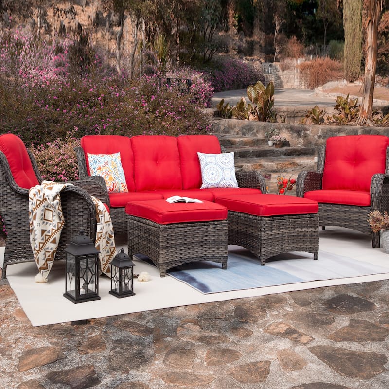 Cozywor 5-Piece Wicker Outdoor Patio Conversation Set