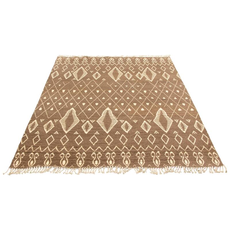 ECARPETGALLERY Hand-knotted Pak Finest Marrakesh Brown Wool Rug - 7'9 x 10'3