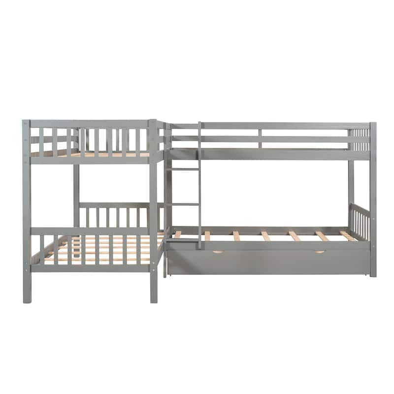 Twin L-Shaped Bunk bed with Drawers