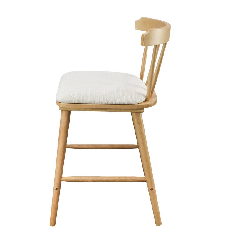 Roomfitters Olivia Indoor Windsor Style Counter Stools with Cushion, Natural Finish
